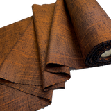 Rusty Black Smoke and Lightning, Extreme Orange Slubs Tsumugi Vintage Kimono Silk from Japan By the Yard #318