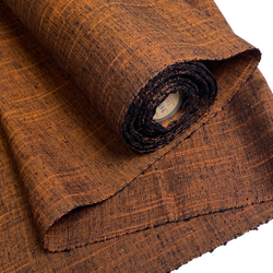 Rusty Black Smoke and Lightning, Extreme Orange Slubs Tsumugi Vintage Kimono Silk from Japan By the Yard #318