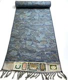 Island Paradise Blue-Gray Ikat Vintage Kimono Oshima Tsumugi Silk from Japan By the Yard #320