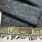 Island Paradise Blue-Gray Ikat Vintage Kimono Oshima Tsumugi Silk from Japan By the Yard #320