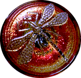 Sunset Dragonfly - Oranges / Purples Czech Iridescent Glass Button, 18mm  11/16" #CZ-083