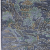 Island Paradise Blue-Gray Ikat Vintage Kimono Oshima Tsumugi Silk from Japan By the Yard #320