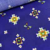 Cobalt Blue Vintage Kimono WOOL Print From Japan By the Yard Faux Ikat #436