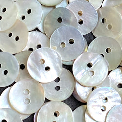 Small Moonrise Mother of Pearl Shell, 7/16" Iridescent 2-Hole 11mm, Pack of 24,  #KB-955-24