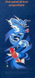 SALE, Koi and Dragon 100% Cotton Panel Navy/Indigo 19" x 44" Noren #KP13
