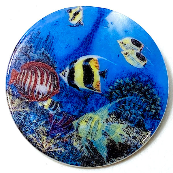 Running Low, Under the Sea Button by Susan Clarke, 1-1/2" Mother of Pearl Shank Back