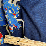 SALE, Koi and Dragon 100% Cotton Panel Navy/Indigo 19" x 44" Noren #KP13