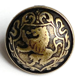 Lion Crest Antique Brass Domed 13/16" / 20mm Shank Back Metal Button # SK-925