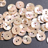 Golden Beige Rainbow Abalone Buttons, 7/16" Champagne 2-hole, 11mm, Pack of 36  #KB-956-36