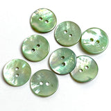 Light Green Shiny Agoya Shell 5/8" 2-hole Button, Pack of 8, 15mm   #SK-1247