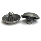 Minimalist Matte Charcoal Silver 15mm Metal Button, 5/8"Shank Back #SK-1120
