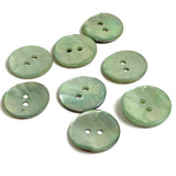 Light Green Shiny Agoya Shell 5/8" 2-hole Button, Pack of 8, 15mm   #SK-1247