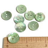 Light Green Shiny Agoya Shell 5/8" 2-hole Button, Pack of 8, 15mm   #SK-1247