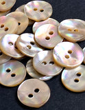 Golden Beige Rainbow Abalone 2-Hole Buttons, 7/16" Champagne 2-hole, 11mm, Pack of 16  #KB-956-16