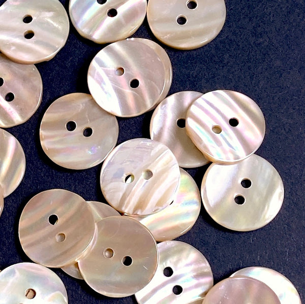 Golden Beige Rainbow Magical Curves Abalone 2-Hole Buttons, 11/16" Champagne Pack of 10  #KB-958