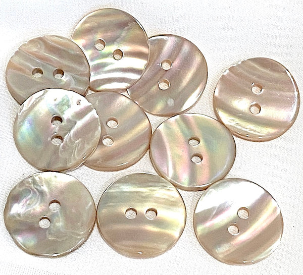 Golden Beige Rainbow Fancy Curves Abalone 2-Hole Buttons, 11/16" Champagne Pack of 10  #KB-958