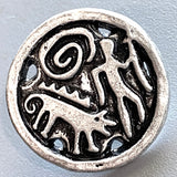 Journey with Dog Antique Silver Metal Button, Shank Back 7/8" / 22mm #FJ-10