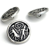 Journey with Dog Antique Silver Metal Button, Shank Back 7/8" / 22mm #FJ-10