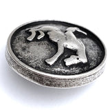 New Size, Bucking Bronco, Horse with Cowboy Antique Silver Metal Button, Shank Back 11/16" / 18mm #FJ-144