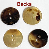 Golden Shell, White Roses Laser-Etched Button, 15mm 2-Hole  5/8" Pack of FOUR  #SK-1177