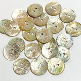 Golden Shell, White Roses Laser-Etched Button, 15mm 2-Hole  5/8" Pack of FOUR  #SK-1177