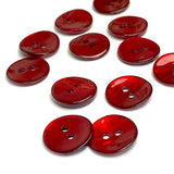 SALE, Red Ruby Burgundy Shiny Agoya Shell 3/4" 2-hole, Per Button, 20mm,  # SK-1244