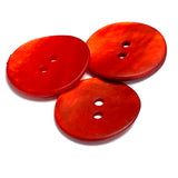 Orange-Red Velvet Agoya Shell 1-1/8" 2-hole Button, 28mm  # SK-1216