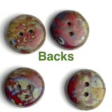 SALE Red Rustic Scarlet Czech Glass Flower Button, 2 hole 14mm/ 9/16"  #AB-7804