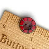 SALE Red Rustic Scarlet Czech Glass Flower Button, 2 hole 14mm/ 9/16"  #AB-7804