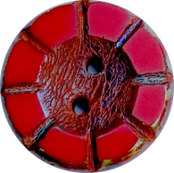 Last Ones, Red Scarlet Czech Glass Flower Button, 2 hole 14mm/ 9/16"  #AB-7804