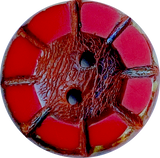 SALE Red Rustic Scarlet Czech Glass Flower Button, 2 hole 14mm/ 9/16"  #AB-7804