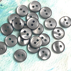Pack of 24 Faux MOP Shell 2-Hole Buttons, Grey 3/8" / 10mm  #SK-1897