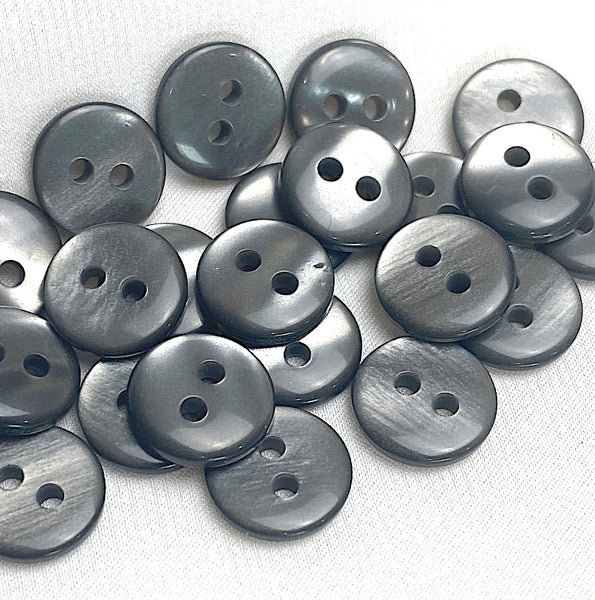 Pack of 24 Faux MOP Shell 2-Hole Buttons, Grey 3/8" / 10mm  #SK-1897