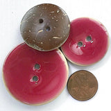 Pink Raspberry Coconut + Resin 1-3/16" Two-Hole Button 30mm   #SK-1026