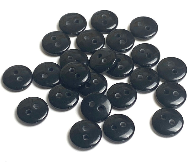 Pack of 24 Faux MOP Shell 2-Hole Buttons, Black 3/8" / 10mm  #SK-1896