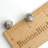 Re-stocked, Belly Dance Bells, Bali Style Hollow Roundish Metal Charm/Button, 1/2",  Shank Back, Silver Color,  #L-332