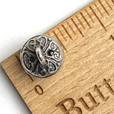 Re-stocked, Belly Dance Bells, Bali Style Hollow Roundish Metal Charm/Button, 1/2",  Shank Back, Silver Color,  #L-332