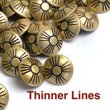 Re-Stocked Small Brass Zia Sun Button, Matte Finish, Thicker Lines, Shank Back 1/2"  #SW-88-B