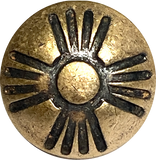 Re-Stocked Small Brass Zia Sun Button, Matte Finish, Thicker Lines, Shank Back 1/2"  #SW-88-B