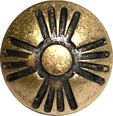 Re-Stocked Small Brass Zia Sun Button, Matte Finish, Thicker Lines, Shank Back 1/2"  #SW-88-B