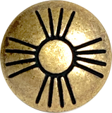 Re-Stocked Small Brass Zia Sun Button, Matte Finish, Thinner Lines, Shank Back 1/2"  #SW-88-A