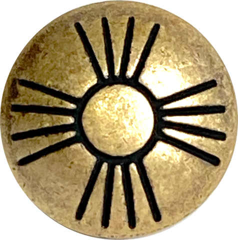 Re-Stocked Small Brass Zia Sun Button, Matte Finish, Thinner Lines, Shank Back 1/2"  #SW-88-A