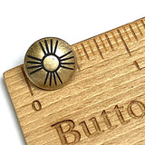 Re-Stocked Small Brass Zia Sun Button, Matte Finish, Thinner Lines, Shank Back 1/2"  #SW-88-A