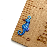 Seahorse Charm, Handpainted Blue, Metal Tiny 5/8" by Susan Clarke #SC161C