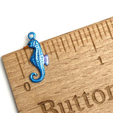 Seahorse Charm, Handpainted Blue, Metal Tiny 5/8" by Susan Clarke #SC161C