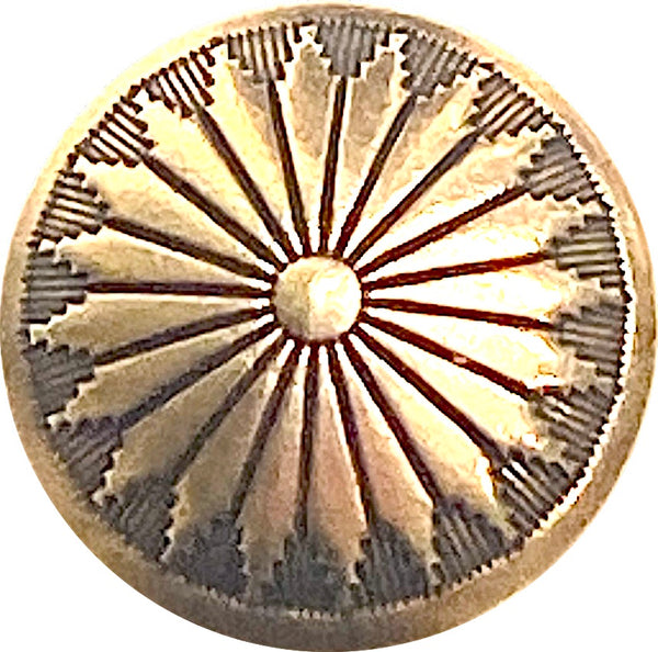 Re-Stocked, Mesa Sunflower Brass/Black Concho Style Button 5/8" Shank Back, #SW-214