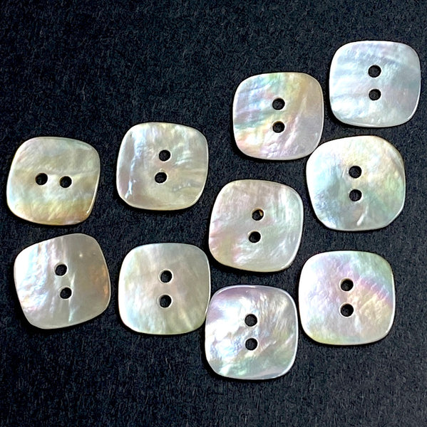 Square 2-Hole Moonrise Mother of Pearl 11/16" Iridescent Button 18mm, Pack of 10, #KB-935-10