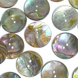 Re-Stocked, Classic Rainbow-Kissed Abalone Neutrals, Fairly Smooth, 1" Two-Hole Button 25mm  Pack of FIVE  #KB-924
