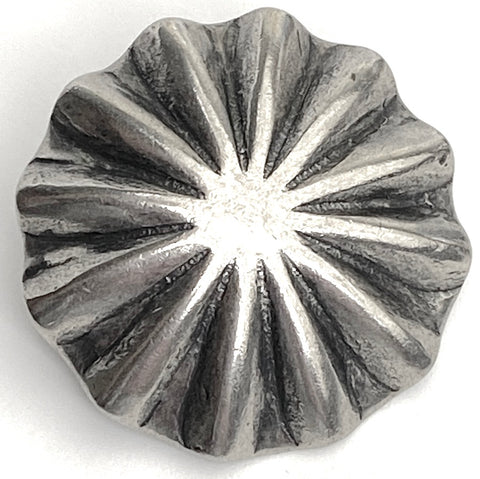 Re-Stocked, Santa Fe Daisy 1" Scallop-Edge Button, Silver Color Shank Back #SW-247
