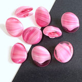 Pink Streaks Peppermint Glass Buttons, Oval Shape, No Two Alike, 1/2"-9/16" x 5/8" Self Shank #SK-995
